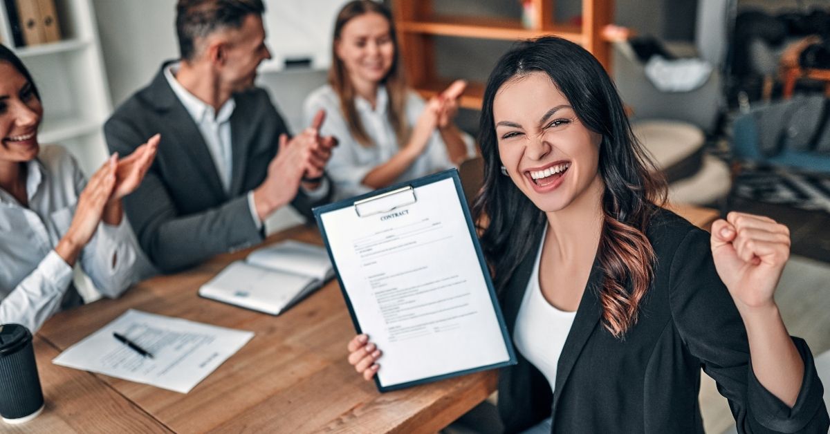 Happy team in a meeting