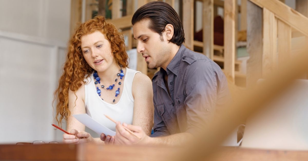 Two people working together