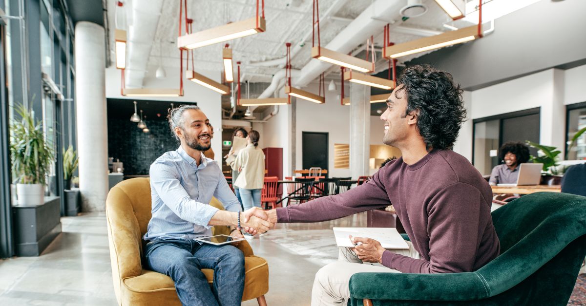 Handshake in a modern office